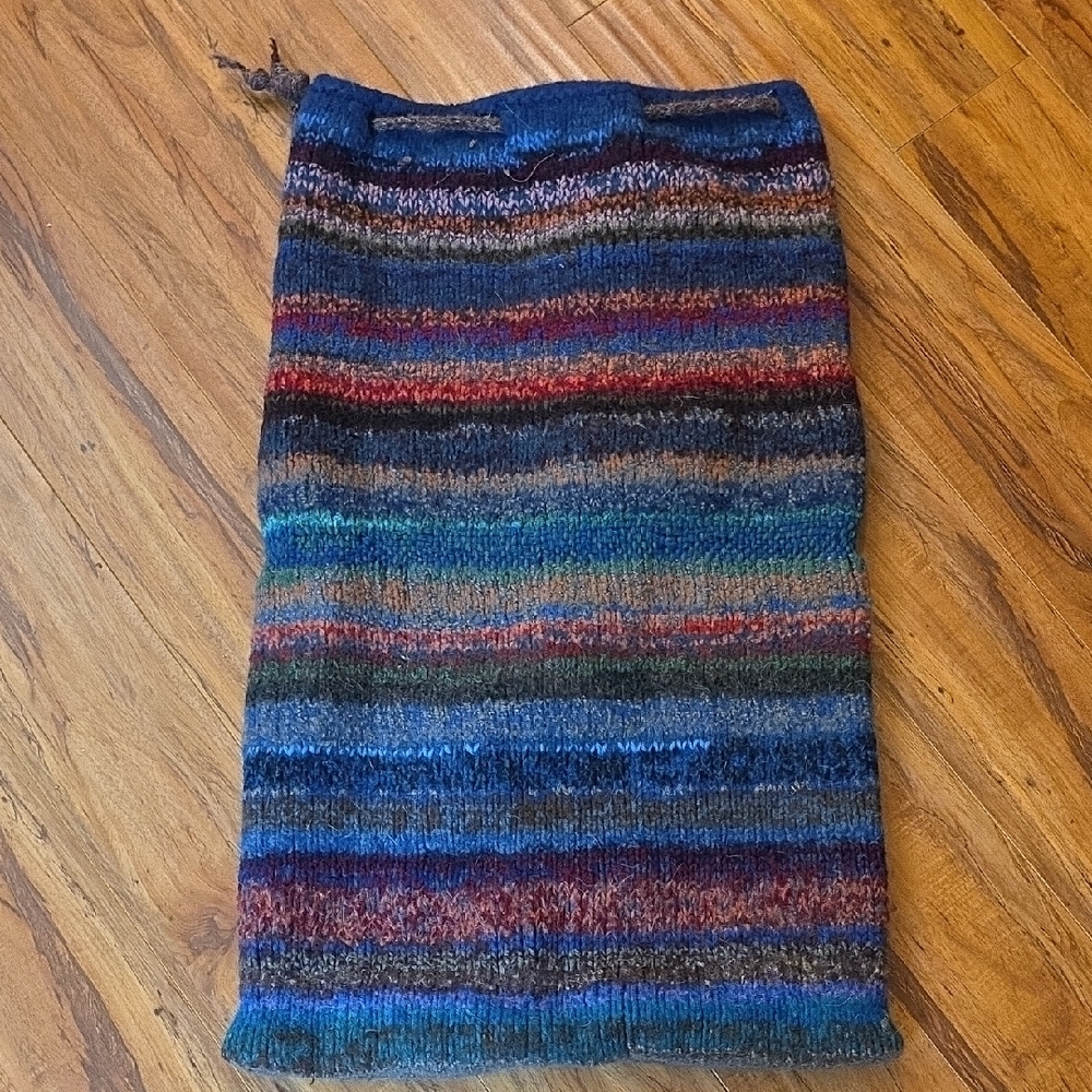 Multicolor Knit Storage duffle laundry boho festival bag handmade colorful